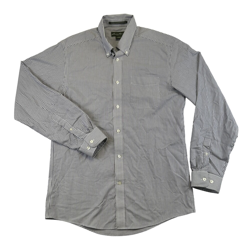 Eddie Bauer Shirt Mens Small Blue Stripe Long Sleeve Button Down Relaxed Fit